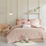 Urban Habitat Duvet Set 100% Cotton Jacquard, Tufts Accent, Shabby Chic All Season Cover for Comforter, Matching Shams, Decorative Pillows, Full/Queen (88 in x 92 in), Pink 7 Piece