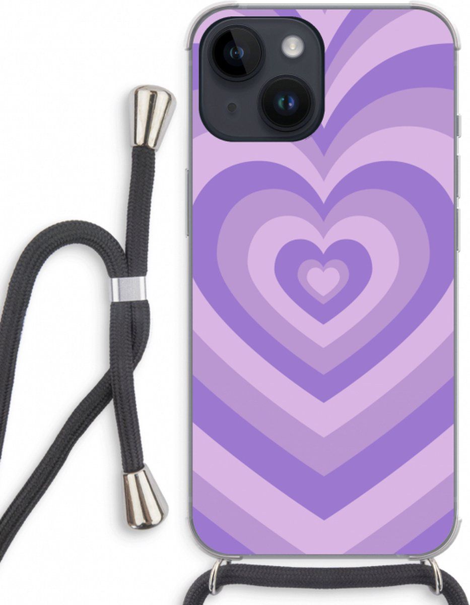 Case Company iPhone 14 hoesje met Koord - Hart Paars