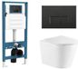 QeramiQ Dely Toiletset - inbouwreservoir Qeramiq Flush - slim zitting - metaal mat zwarte bedieningsplaat - rechthoekige knoppen - glans wit