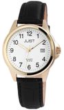 JUST herenhorloge echt leer Troy, datumweergave