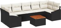 vidaXL Tuinbank Set 8 stuks Zwart Polyrattan