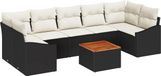 vidaXL Tuinbank Set 8 stuks Zwart Polyrattan