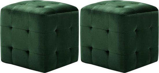 vidaXL Poef 2 stuks fluweel groen 30x30x30 cm