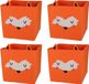 Merkloos Opbergmand Vilt Kinderkamer - 4x Stuks - Dieren Thema Vos - 32 cm