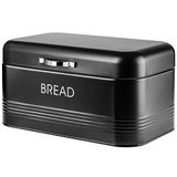 KADAX Broodtrommel, broodtrommel van geborsteld staal, 30 x 18 x 16 cm, broodtrommel met deksel, voor langer vers brood, broodbewaardoos (zwart)