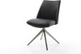 DELIFE Chaise de salle à manger Elso-Flex piètement croisé large graphite cuir véritable noir pivotant à 360° fonction basculante noyau à ressorts ensachés