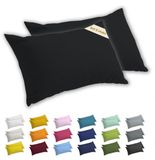Lavea® Kussenslopen 50x70 cm Set van 2 – Kussenhoezen van 100% Zachte en Ademende Jersey Katoen met YKK Ritssluiting – Zwart