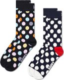 Happy Socks Classic Big Dot sokken, 2 stuks, katoen, uniseks, zwart, 41-46
