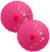 Merkloos / Sans marque Aziatische Chinese decoratie paraplu - 2x - fuchsia roze - Lengte 41 cm - Dia 56 cm - sfeer thema - nylon