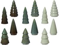 Merkloos / Sans marque Decoris Kerstboom porselein 5,2x5,2x10cm 12 assorti