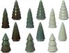 Merkloos / Sans marque Decoris Kerstboom porselein 5,2x5,2x10cm 12 assorti