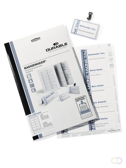 Durable BADGEBESCHRIJVER-INSTEEKKAARTJES 90x60MM
