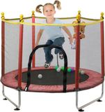 Trampoline pour enfants 140 cm avec filet de sécurité et anneau de basket-ball, rouge