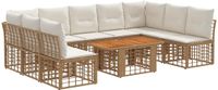vidaXL Tuinbank Set 10 st Natuurlijk en Crème Wit poly rattan