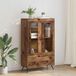 vidaXL Hoge kast, gerecycled hout, 69,5 x 31 x 115 cm, kunststof en glas