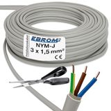NYM-J 3 x 1,5 mm² mantelkabel installatiekabel grijs