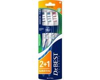 Dr. Best Tandenborstel hoog-laag medium 2+1, 3 stuks