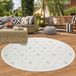 Tapis d'intérieur et d'extérieur, tapis de balcon avec différents motifs de carreaux chinés de couleur crème, rond, diamètre 120 cm