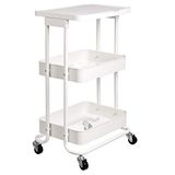 Amazon Basics Keukentrolley, serveerwagen, metaal, 2 niveaus, met legplank, wit