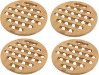 Merkloos Pannenonderzetter - 4x - bamboe hout - D20 x H1 cm - hittebestendig