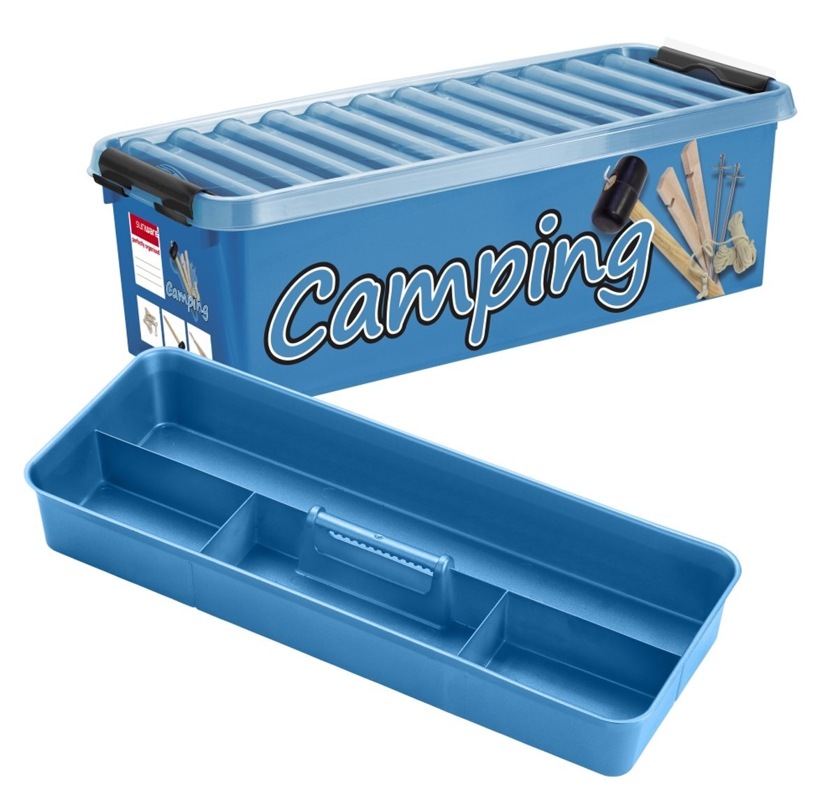 Sunware Q-line Camping Opbergbox 9 5L - Met inzet & vakverdeling - blauw