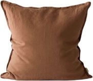 Tell Me More Housse de coussin 100% lin 50x50cm ambre brun
