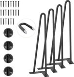 VEVOR Set Van 4 Tafelpoten Haarspeldpoten 406 Mm Hoog 110x110 Mm Montageplaat Koolstofstaal Gepoedercoat Haarspeldpoten 227 Kg Draagvermogen Ideaal voor Keukentafels Woonkamer Consoles Studiotafels