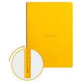 RHODIA 116416C - Soepel Notitieboek met Textielstiksel Jonquille - A5 14,8 x 21 cm - Gelijnd - 64 pagina's - Clairefontaine Ivoor Papier 90 g/m² - Omslag in Imitatieleer - Collectie Rhodiarama