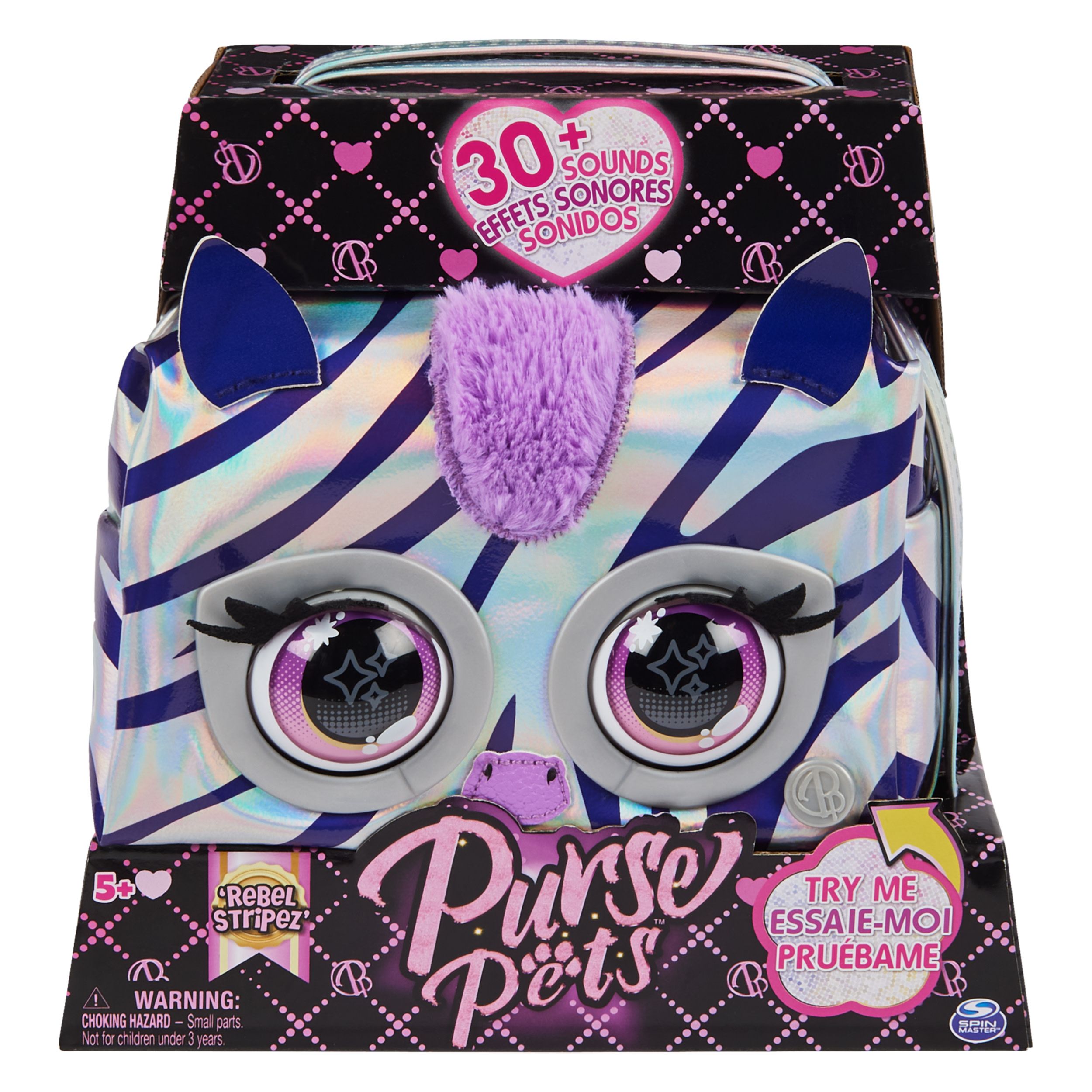 Purse Pets Metallic Bag - Zebra - Interactief speelgoedtas meer dan 30 geluiden en reacties