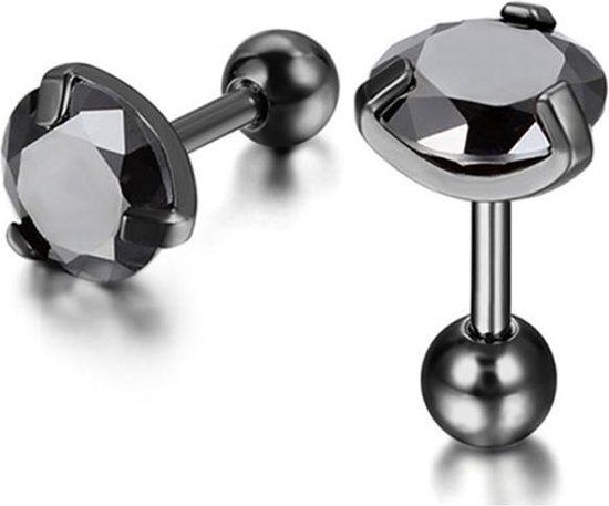 Mendes Black Royal King Crown Zwart Heren Oorbellen