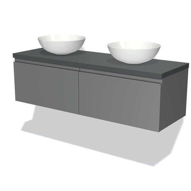 Maxaro Badkamermeubel Modulo Plato 140cm Middengrijs 2 Lades Greeploos