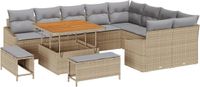 vidaXL Tuinbank Set 12-delig Beige Poly Rattan Hoek Loungeset 4 Zitplaatsen