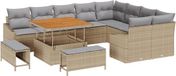 vidaXL Tuinbank Set 12-delig Beige Poly Rattan Hoek Loungeset 4 Zitplaatsen
