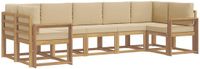 vidaXL Hoek loungeset 7-delig Wit en Beige Acacia Hout