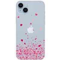 1001 coques Apple iPhone 15 Plus Confettis de coeurs rose bedrukt siliconen hoesje