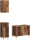vidaXL - 3-delig - badkamerkast - set - ALKMAAR - Oud - hout - Bewerkt - hout