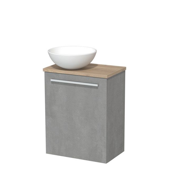 Maxaro Modulo Toiletmeubel 41cm - Lichtgrijs Beton / Lichtbruin Eiken