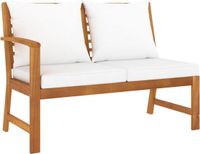 vidaXL Tuinbank met crèmekleurig kussen 114,5 cm massief acaciahout