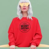 B&C Collection Rode Kersttrui Merry Christmas Black Maat S