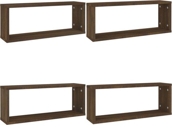 vidaXL Wandschappen Kubus 4 stuks 60x15x23 cm Bewerkt Hout Bruin Eiken