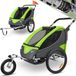 KESSER® Cruiser remorque de vélo pour enfants rotatif à 360° avec suspension fonction jogger 2 en 1 remorque de vélo + ceinture de sécurité à 5 points remorque de vélo pour 1 à 2 enfants max. 40 kg - Vert Clair