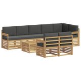 vidaXL - Buiten - bank - set - 9 - st - Wit - en - antracietkleurig - Polyester