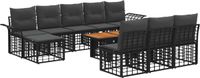 vidaXL Tuinbank Set 11 st Zwart en Donkergrijs poly rattan