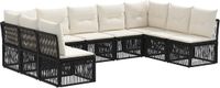 vidaXL Tuinbank Set 9-delig Zwart Polyrattan