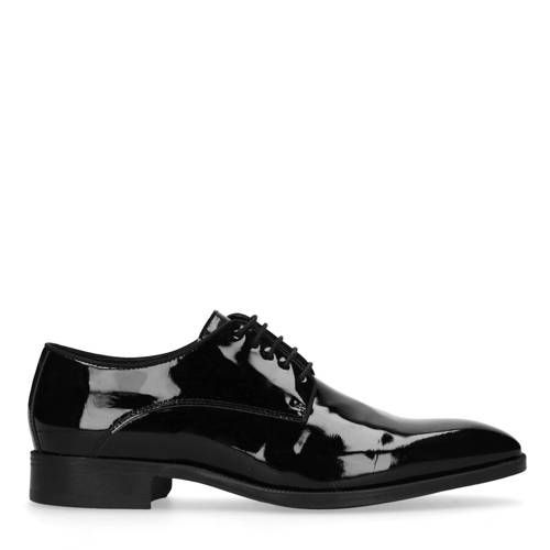 Manfield leren veterschoenen zwart