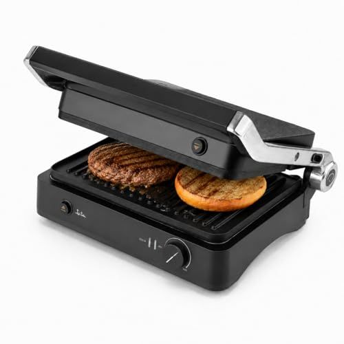 JATA JEGR1450 Panini Elektrische grill, sandwichmaker, 2000 W, 180° opening, geribbelde afneembare platen met anti-aanbaklaag, 29,6 x 21,8 cm, vetopvangbak