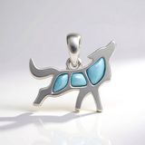 Cavill - Zilveren hanger - 925 Sterling Zilver Rhodium - Natuurlijke Larimar 0,92 ct - Modern Blauw-Groene Cabochon - Dominicaanse Republiek
