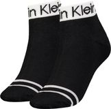 Calvin Klein Quarter Logo Welt (2-pack) - dames hoge enkelsokken - zwart dessin