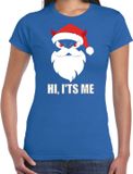 Bellatio Decorations Devil Santa Kerstshirt / Kerst t-shirt hi its me blauw voor dames - Kerstkleding / Christmas outfit XL