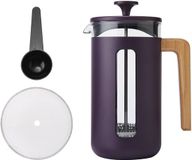 La Cafetière Pisa Cafetière - Borosilicaatglas - RVS - Houten Handvat - Paars - 8 Kops - 1L